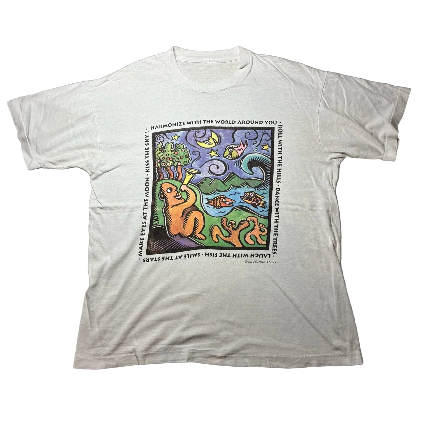 90s human i tee アートT 月 アニマル ホワイト a-u-2505-060