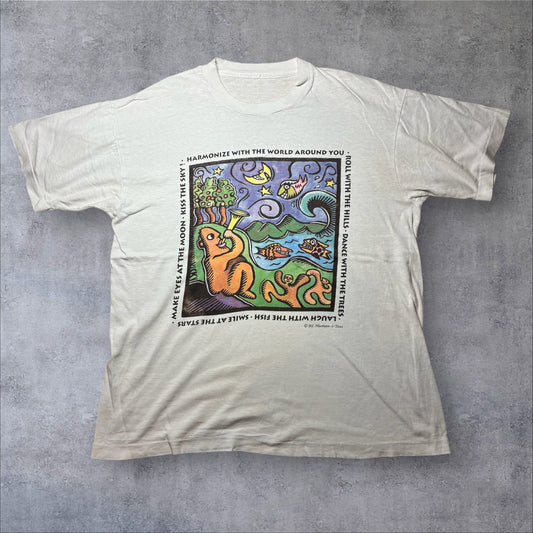 90s human i tee アートT 月 アニマル ホワイト a-u-2505-060