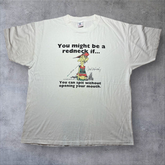 90s ジョークT Max Laffs CLUB RED デルタ USA製 ホワイト XL a-u-2505-038