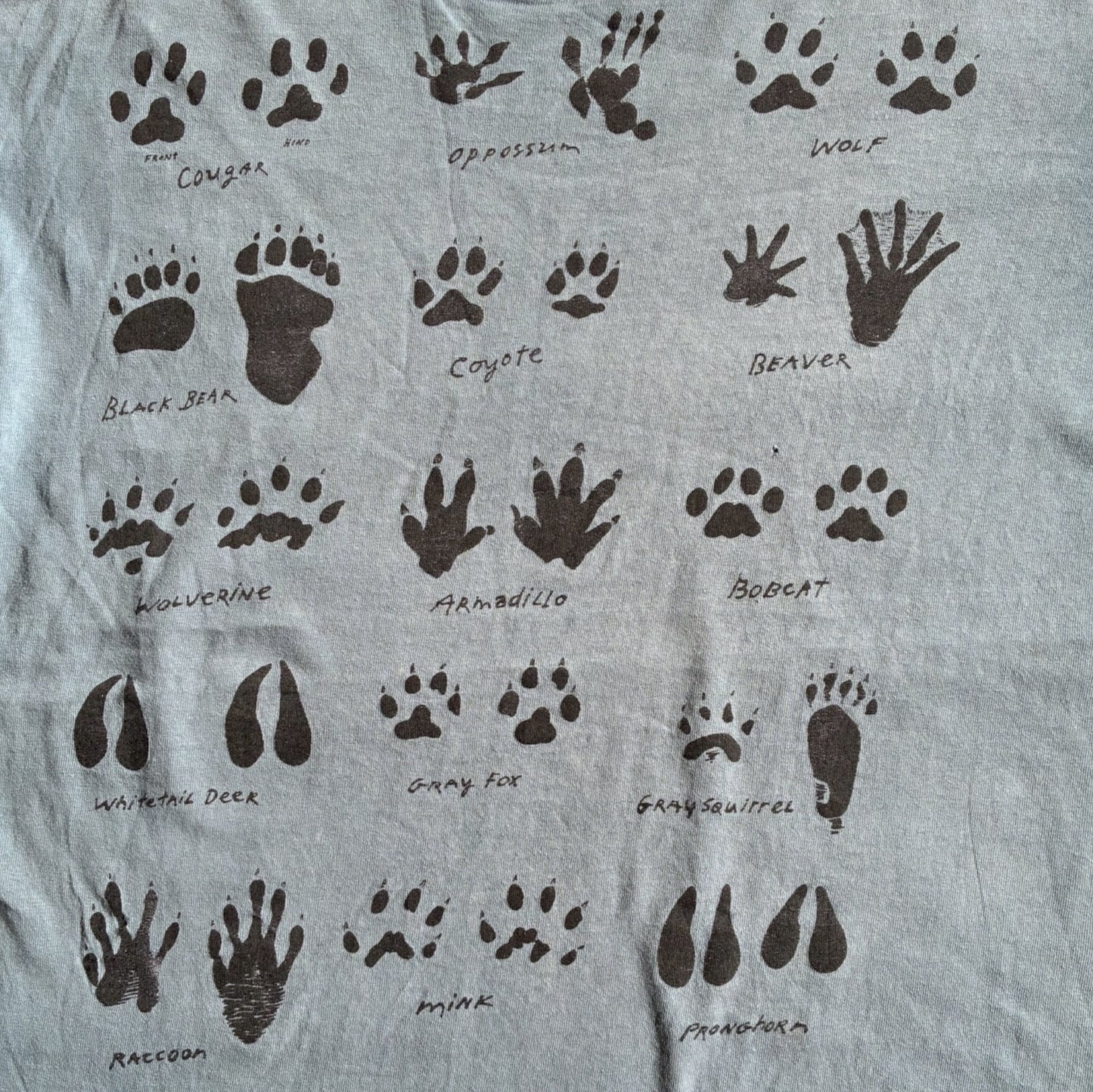 90s Tracks Of North American Animals アニマル 足跡 ONEITA USA製 L a-u-2505-022