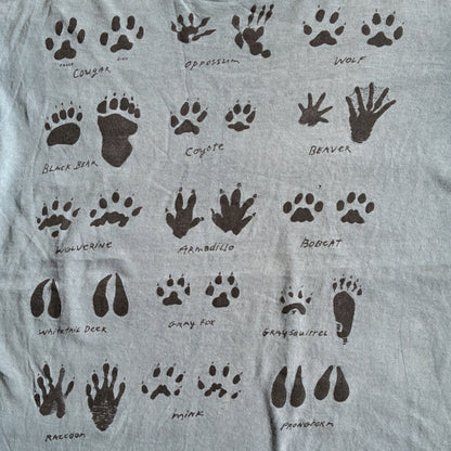 90s Tracks Of North American Animals アニマル 足跡 ONEITA USA製 L a-u-2505-022