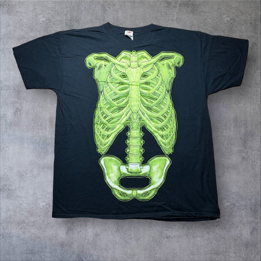 肋骨 スカル ボーン ネオンカラー フルーツオブザルーム ブラック XL a-u-2505-056