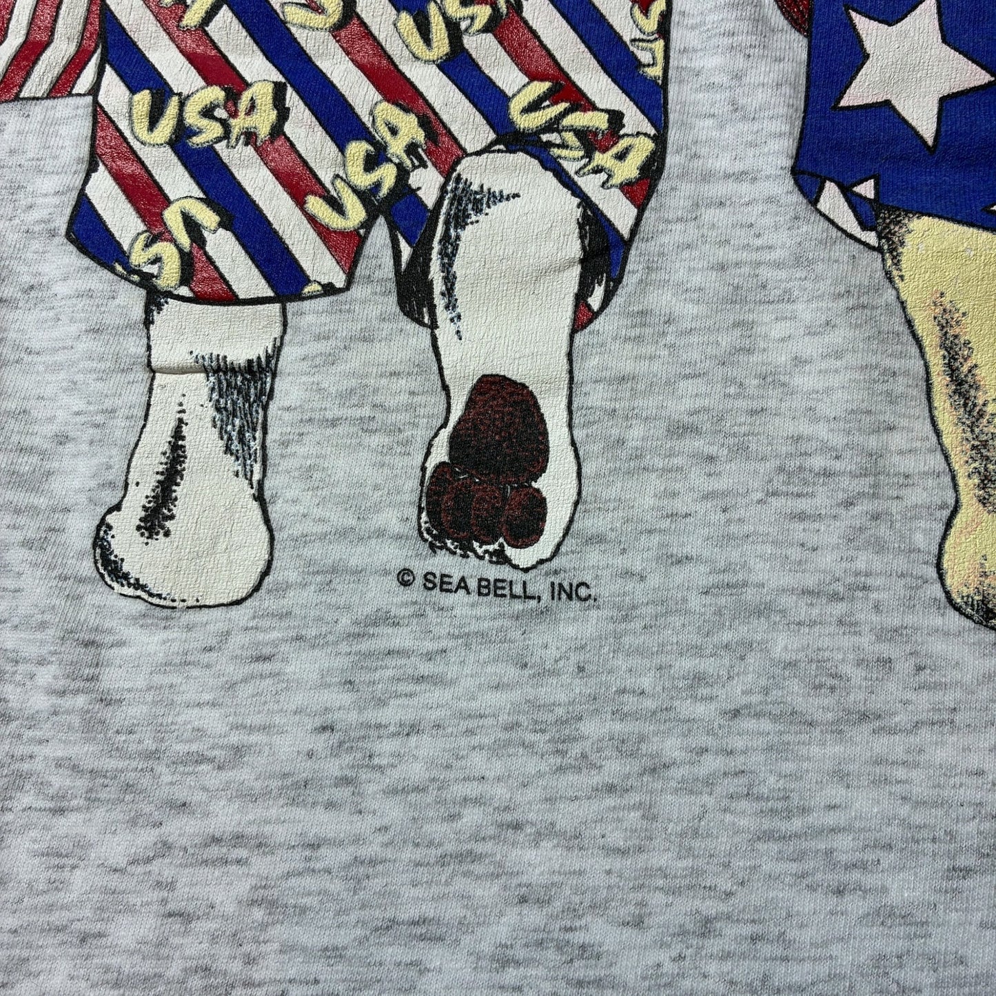 90s SEA BELL USA 犬柄 アニマルT グレー a-u-2505-083