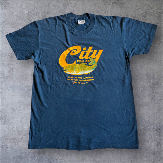 90s City fish co 魚 Stedman USA XL ネイビー a-u-2505-009