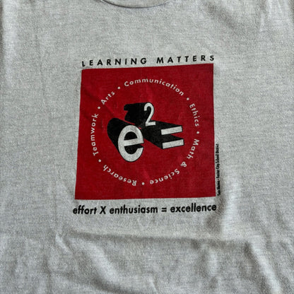 90s e2= 教育系プロモT アインシュタイン Hanes XL グレー a-u-2505-008