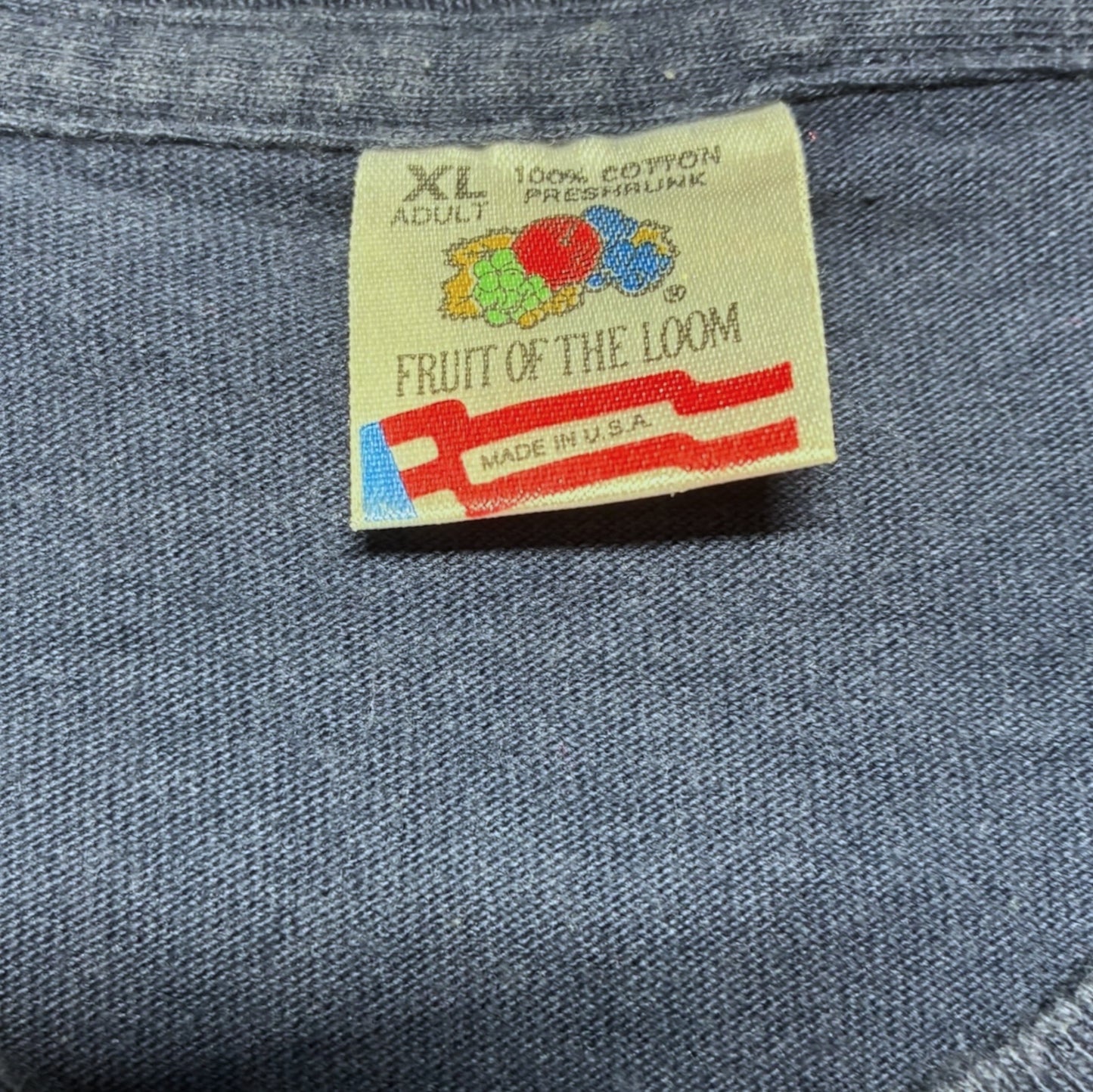 90sb Crazy For You ミュージカルT フルーツオブザルーム USA製 XL ネイビー a-u-2505-041