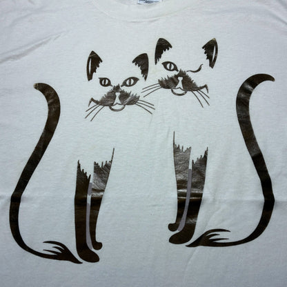 90s 猫 キャット アニマルT Hanes USA製 ホワイト XL a-u-2505-047