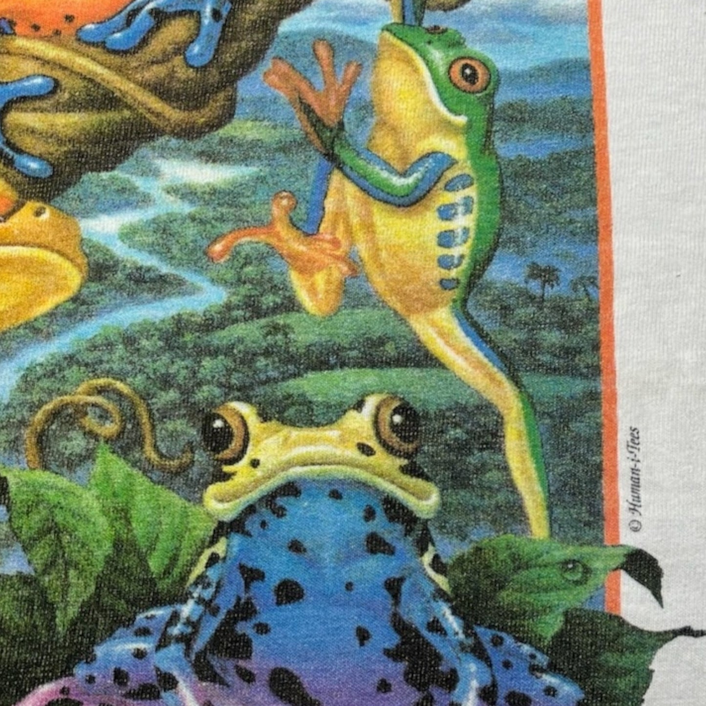 90s human i tee カエル アニマルT anvil USA製 ホワイト M a-u-2505-050