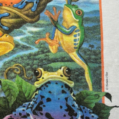 90s human i tee カエル アニマルT anvil USA製 ホワイト M a-u-2505-050