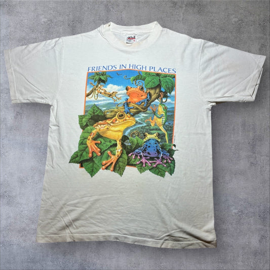 90s human i tee カエル アニマルT anvil USA製 ホワイト M a-u-2505-050