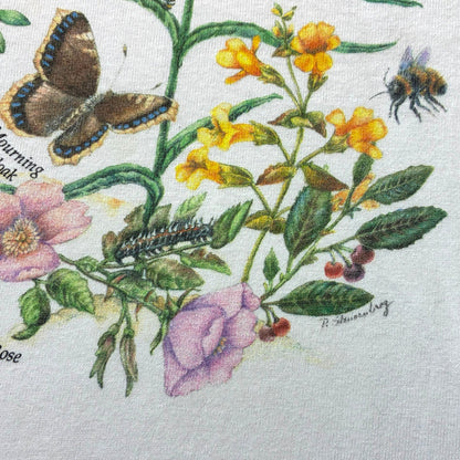 90s The Nature Company ボタニカル 植物 蝶 anvil USA製 ホワイト L a-u-2505-064