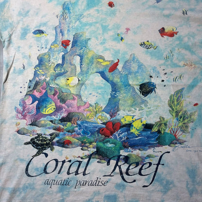 90s LIQUID BLUE Coral Reaf 魚 アートT タイダイ a-u-2505-085