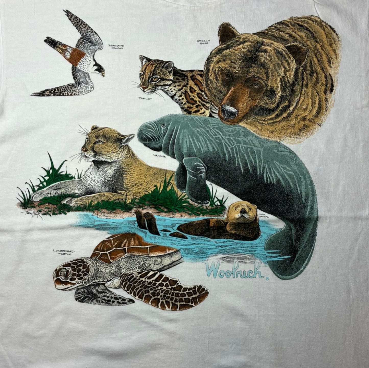 90s WOOLRICH アニマルT USA製 ホワイト XL a-u-2505-070