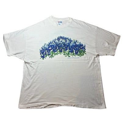 80s フラワーT セントポーリア Texas Bluebonnets Hanes USA製 ホワイト 2XL a-u-2505-057