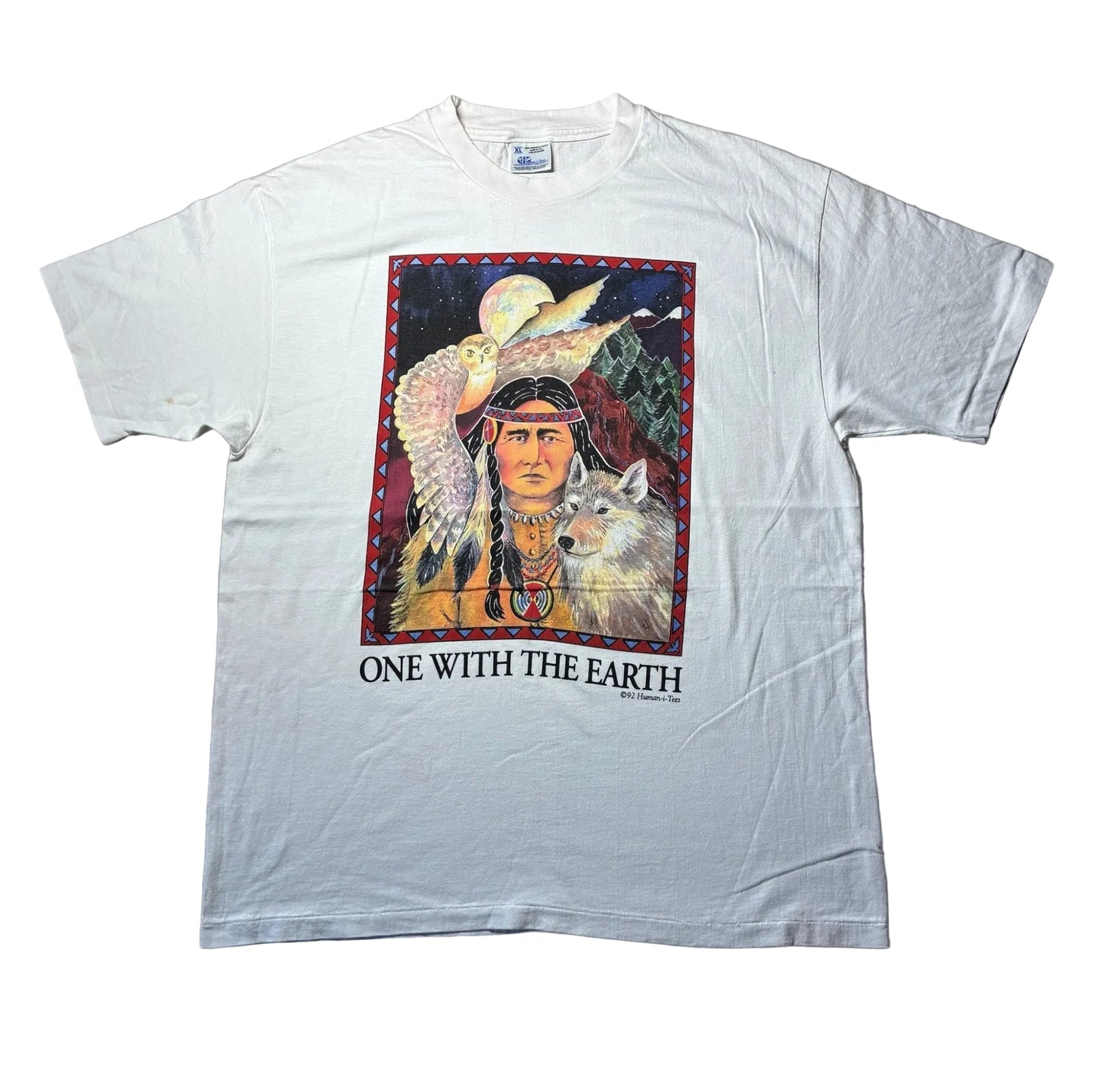 90s Human i tee ネイティブアメリカン USA製 ホワイト XL a-u-2505-067
