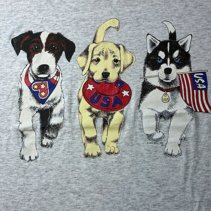 90s SEA BELL USA 犬柄 アニマルT グレー a-u-2505-083
