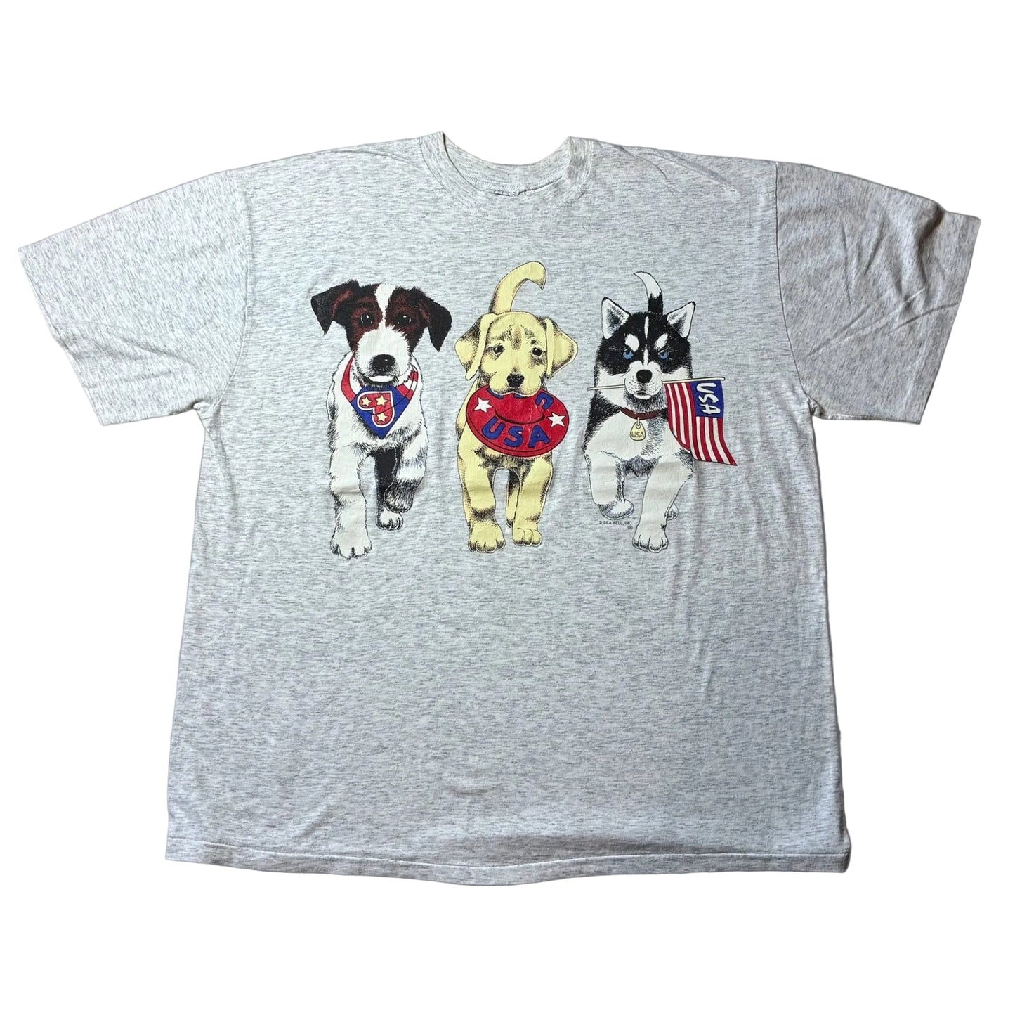 90s SEA BELL USA 犬柄 アニマルT グレー a-u-2505-083