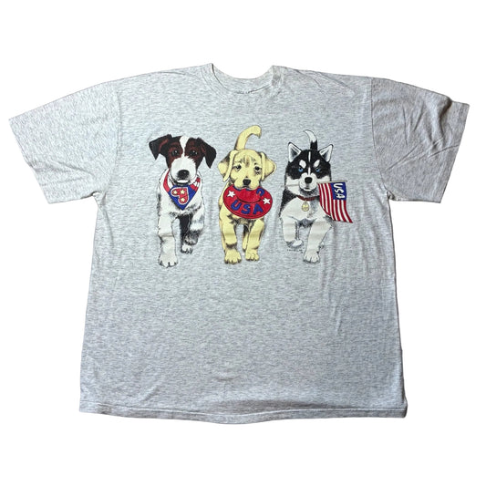 90s SEA BELL USA 犬柄 アニマルT グレー a-u-2505-083