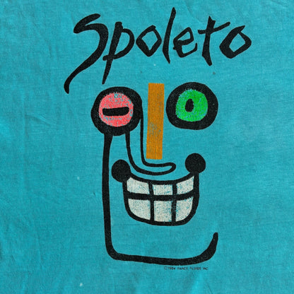 80s Spoleto Festival アートT USA製 Hanes 水色 XL a-u-2505-029