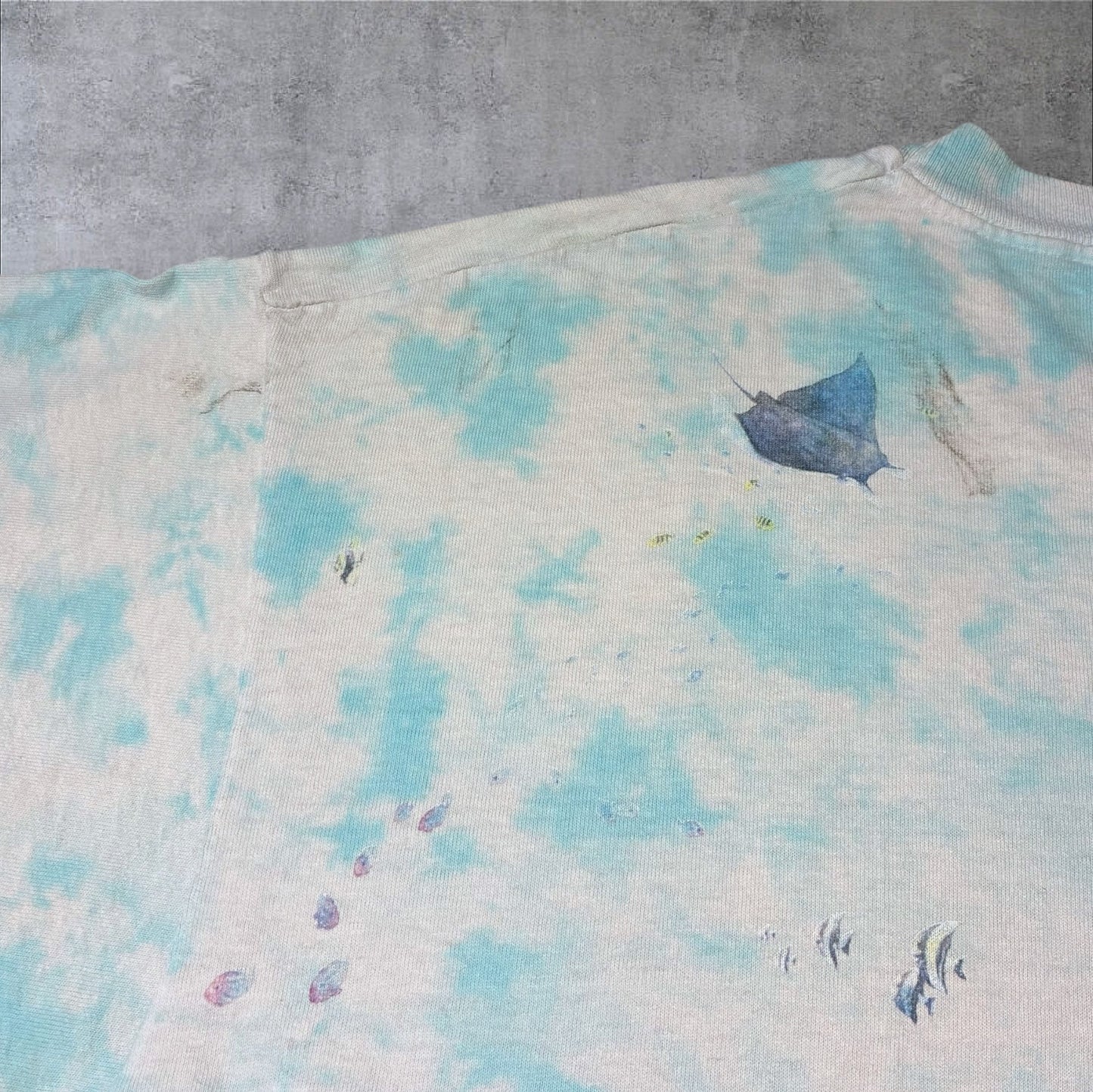 90s LIQUID BLUE Coral Reaf 魚 アートT タイダイ a-u-2505-085
