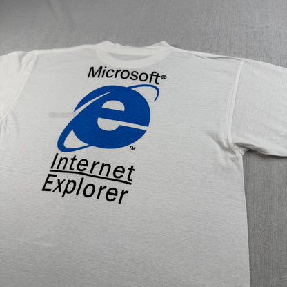 90s マイクロソフト 企業T Microsoft Tシャツ Internet Explorer IE インターネットエクスプローラー 白 シングルステッチ co-t-2505-005