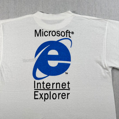 90s マイクロソフト 企業T Microsoft Tシャツ Internet Explorer IE インターネットエクスプローラー 白 シングルステッチ co-t-2505-005