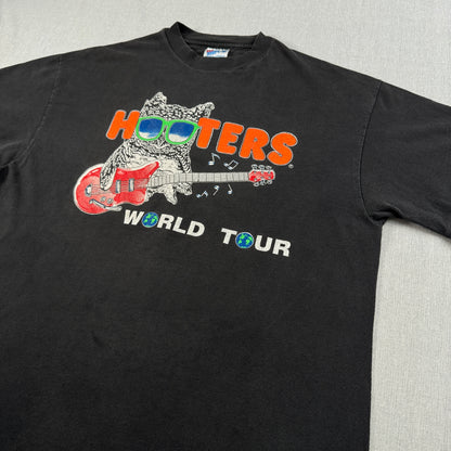 90s Hooters world tour Tシャツ フーターズ 黒 Hanes USA製 L シングルステッチ セカオワ 深瀬 co-t-2505-006