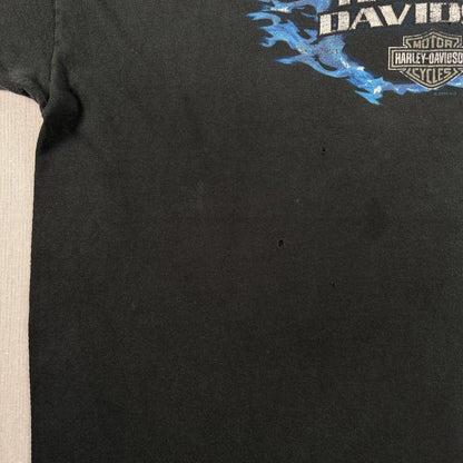 00s ハーレーダビッドソン Tシャツ 黒 炎 ROSWELL killer creek 2004 harley davidson XL co-t-2505-008
