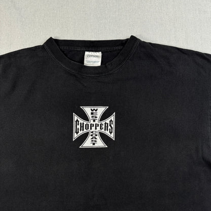 00s WEST COAST CHOPPERS Tシャツ アイアンクロス ウエストコーストチョッパーズ バイク 黒 2XL co-t-2505-010