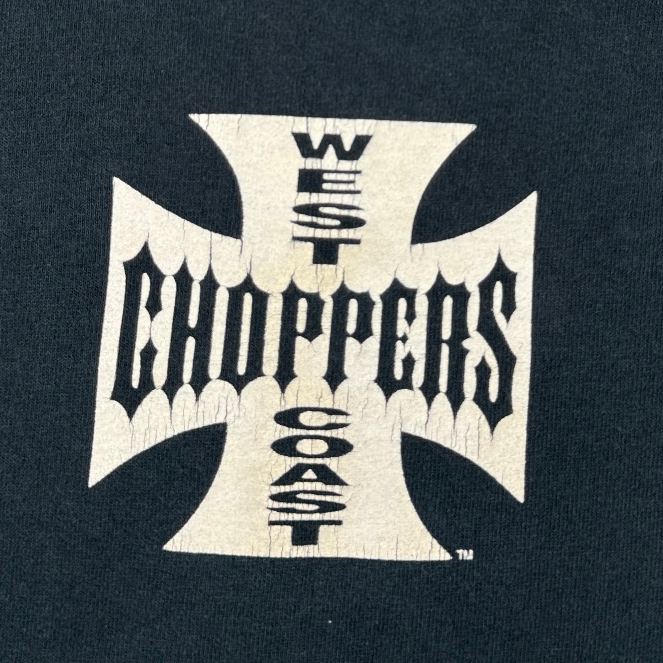 00s WEST COAST CHOPPERS Tシャツ LONG BEACH CA アイアンクロス ウエストコーストチョッパーズ バイク 黒 M anvil co-t-2505-017