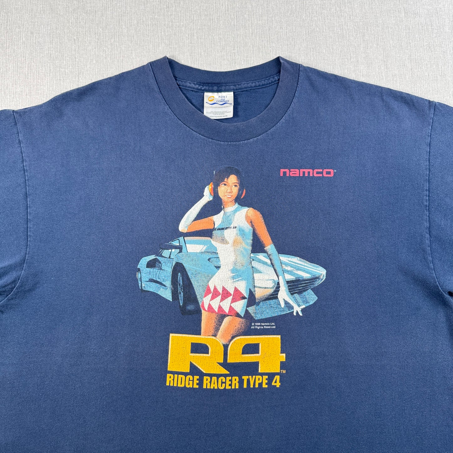 90s namco 1998 R4 RIDGE RACER リッジレーサー Tシャツ ゲーム プロモT ナムコ ネイビー XL Type 4 co-t-2505-018