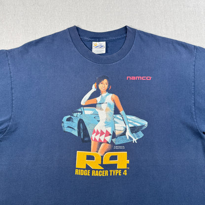 90s namco 1998 R4 RIDGE RACER リッジレーサー Tシャツ ゲーム プロモT ナムコ ネイビー XL Type 4 co-t-2505-018