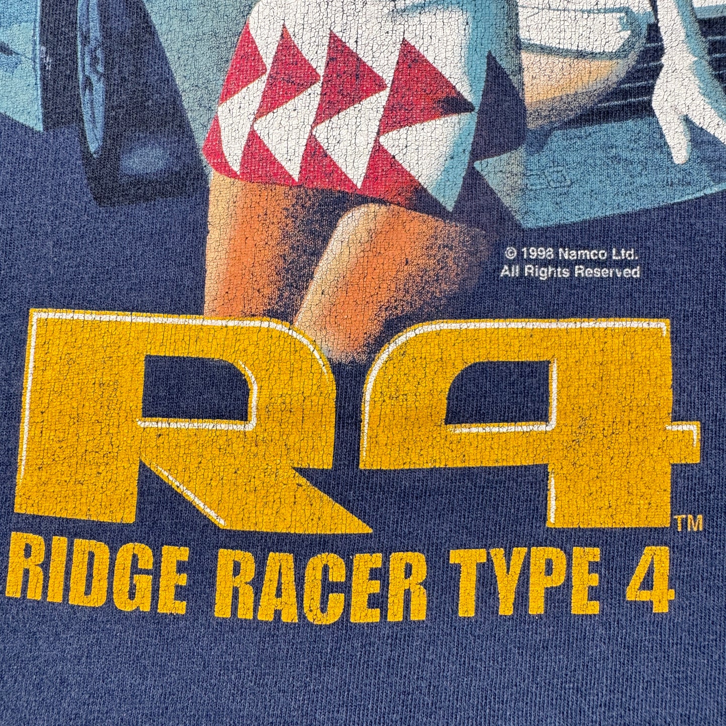 90s namco 1998 R4 RIDGE RACER リッジレーサー Tシャツ ゲーム プロモT ナムコ ネイビー XL Type 4 co-t-2505-018