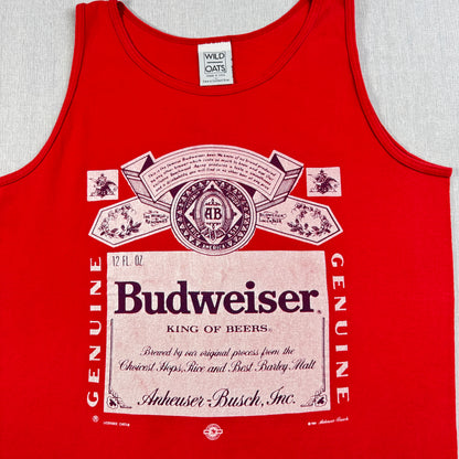 90s バドワイザー budweiser Tシャツ タンクトップ WILD OATS USA製 L 赤 1991 co-u-2505-002