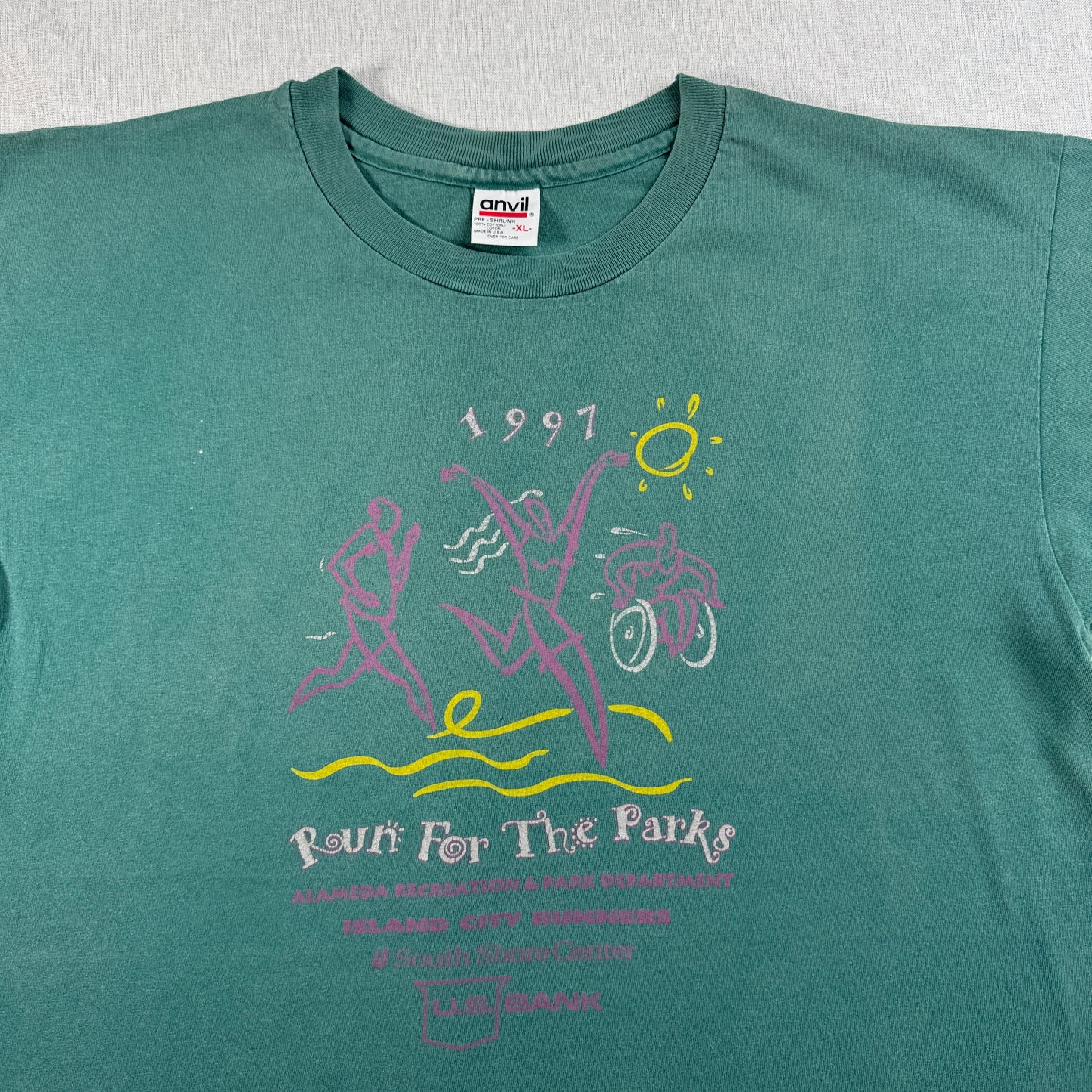 90s アートT Tシャツ マラソン ペプシ ミズノ anvil XL 緑 PEPSI 1997 co-u-2505-003