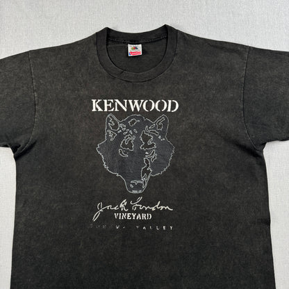 90s 企業T ワイン KENWOOD VINEYARD 熊 ワイナリー Tシャツ USA製 XL 黒 シングルステッチ co-u-2505-004