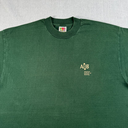 90s 企業T Tシャツ AIB International 緑 XL シングルステッチ co-u-2505-006