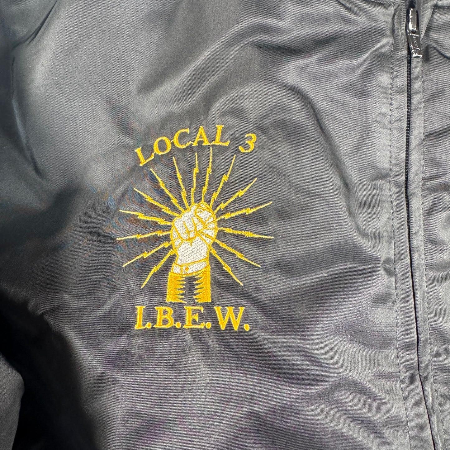 80s ナイロン スタジャン Birdie USA製 黒 ブルゾン LOCAL3 IBEW ja-u-2505-043