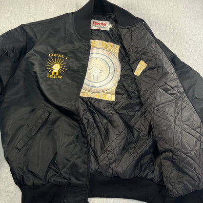 80s ナイロン スタジャン Birdie USA製 黒 ブルゾン LOCAL3 IBEW ja-u-2505-043