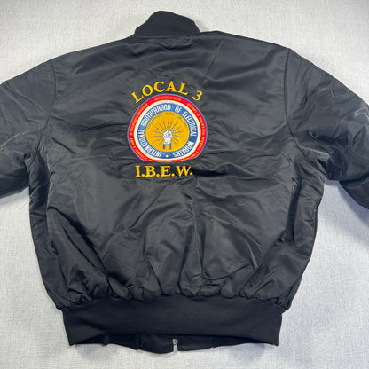 80s ナイロン スタジャン Birdie USA製 黒 ブルゾン LOCAL3 IBEW ja-u-2505-043