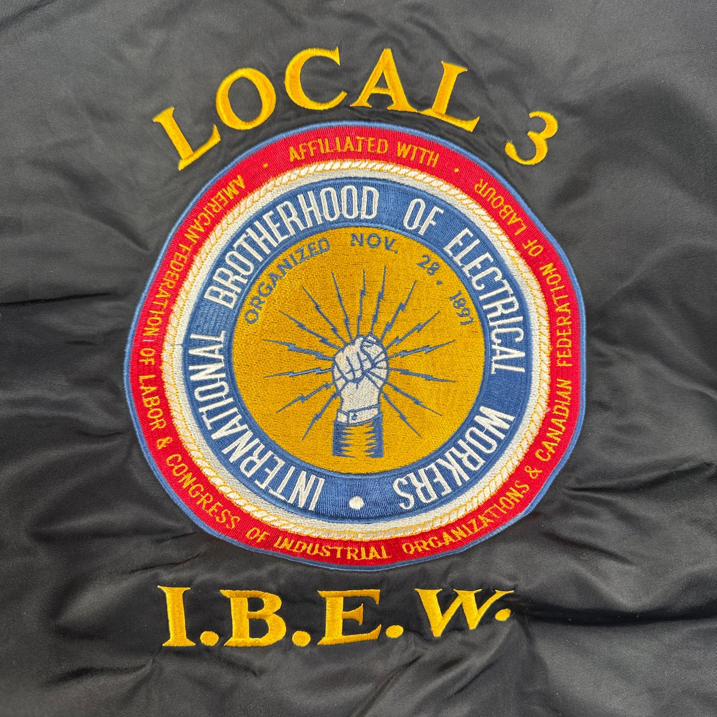 80s ナイロン スタジャン Birdie USA製 黒 ブルゾン LOCAL3 IBEW ja-u-2505-043