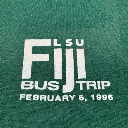 90s カレッジT ルイジアナ州立大学 フォルクスワーゲン FIJI bus trip ONEITA XL 深緑 louisiana state univ Tシャツ シングルステッチ USA co-u-2505-012