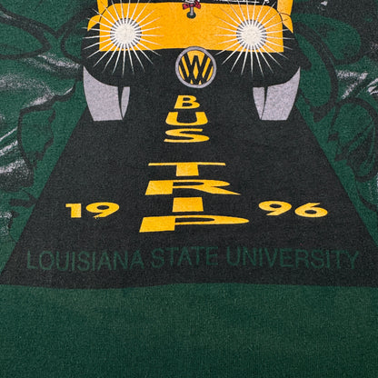 90s カレッジT ルイジアナ州立大学 フォルクスワーゲン FIJI bus trip ONEITA XL 深緑 louisiana state univ Tシャツ シングルステッチ USA co-u-2505-012