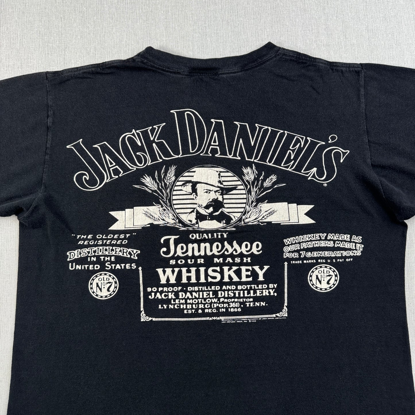 80s 90s ジャックダニエル Jack Daniel's Tシャツ 企業T ウイスキー 黒 シングルステッチ co-u-2505-019