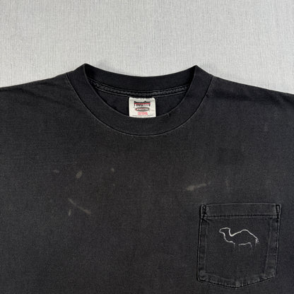 90s CAMEL ポケットT Tシャツ ポケT フェード 黒 オニータ XL キャメル タバコ 企業T ラクダ シングルステッチ co-u-2505-029