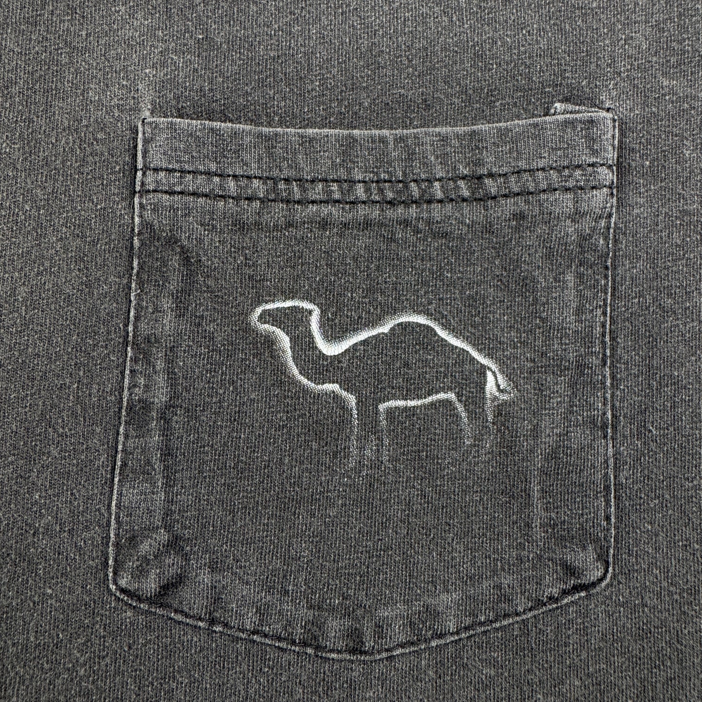90s CAMEL ポケットT Tシャツ ポケT フェード 黒 HANES XL キャメル タバコ 企業T ラクダ co-u-2505-036