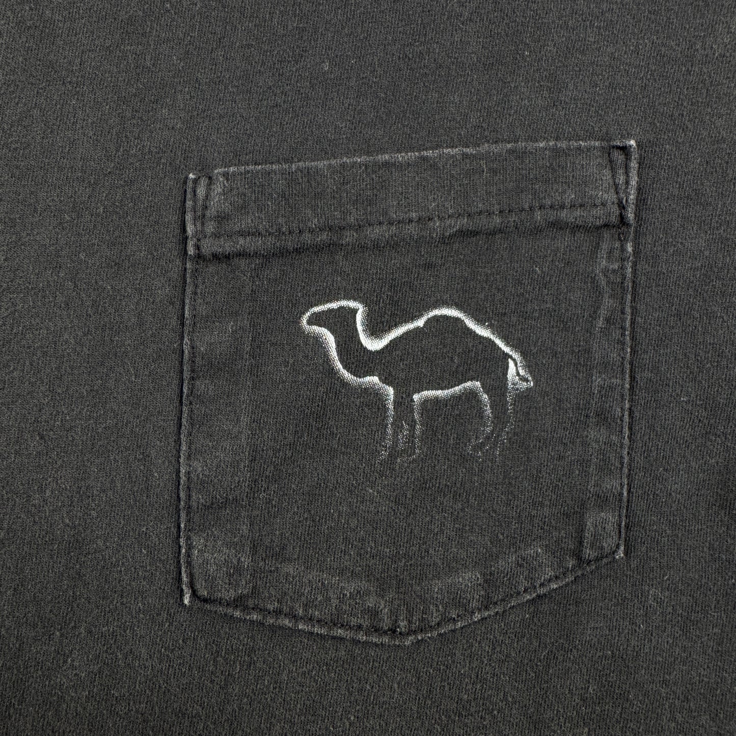 90s CAMEL ポケットT Tシャツ ポケT フェード 黒 オニータ XL キャメル タバコ 企業T ラクダ シングルステッチ co-u-2505-041