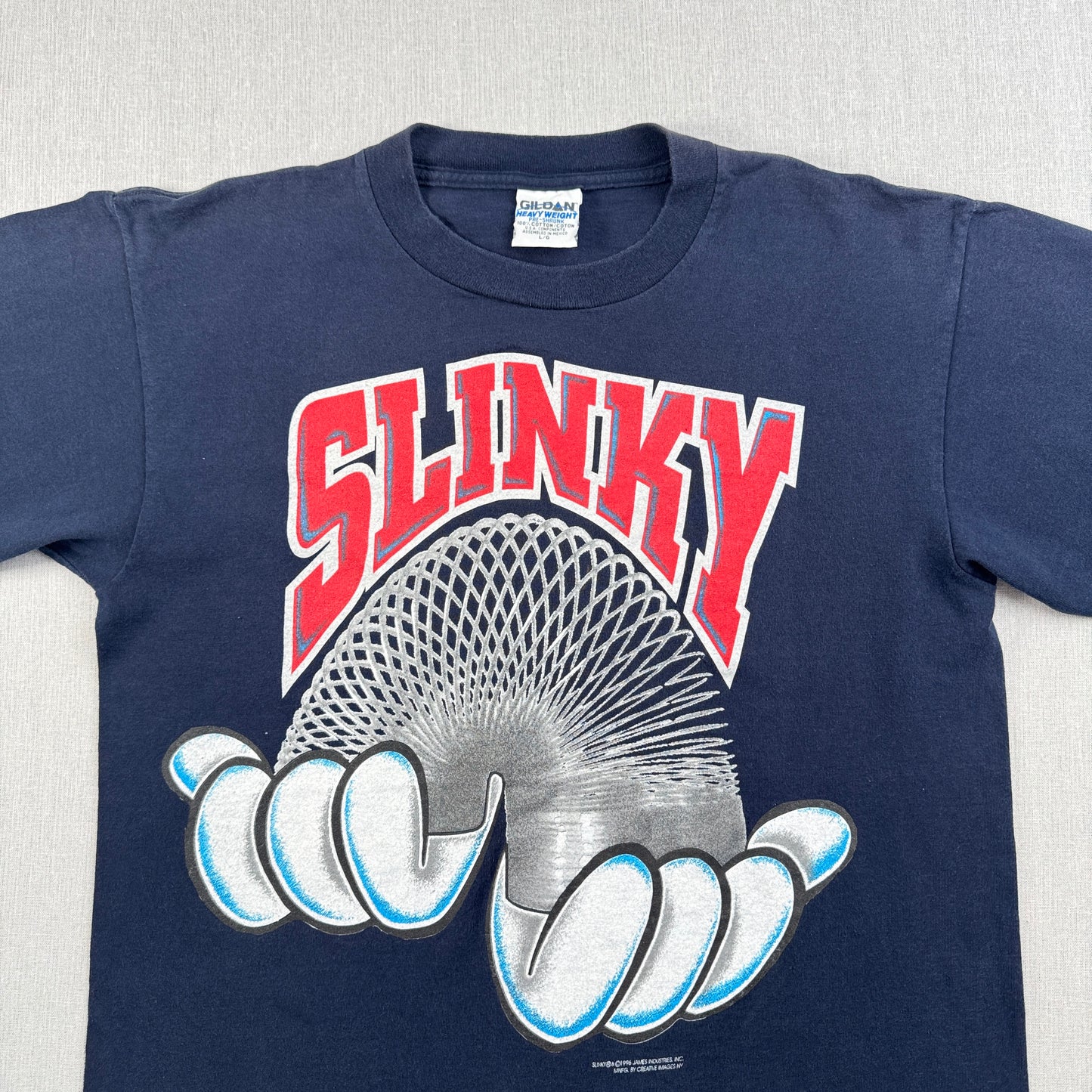 90s SLINKY スリンキー バネ おもちゃ Tシャツ プロモT GILDAN ギルダン ネイビー L co-x-2505-001