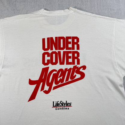 90s 企業T エロT コンドーム プロモT USA製 lifestyles condoms 白 XL Tシャツ co-x-2505-012