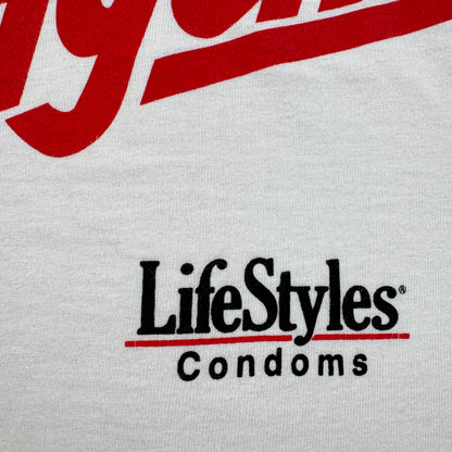 90s 企業T エロT コンドーム プロモT USA製 lifestyles condoms 白 XL Tシャツ co-x-2505-012